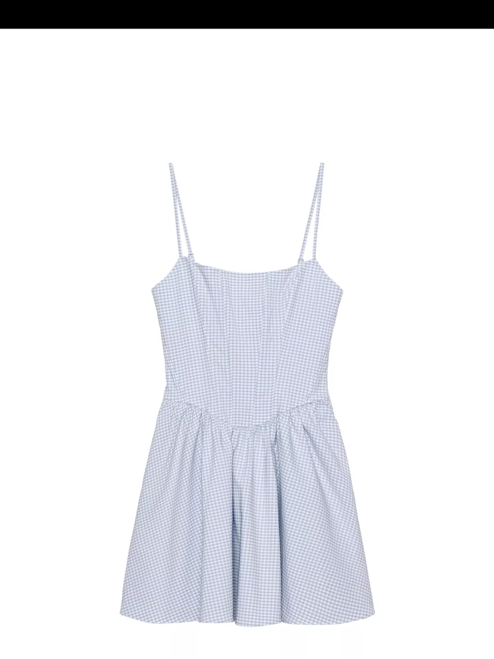 Zara Light Blue Gingham Mini Dress with Spaghetti Straps
